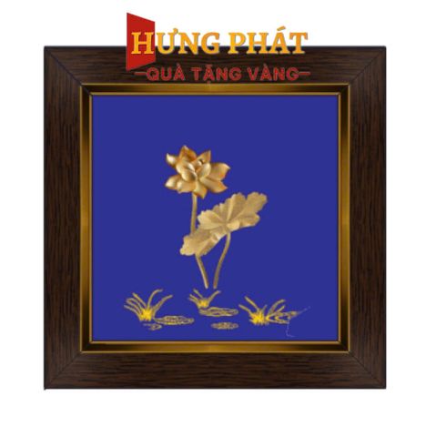 Tranh Hoa Sen Dát Vàng 24K 15x15cm (Mẫu 1)