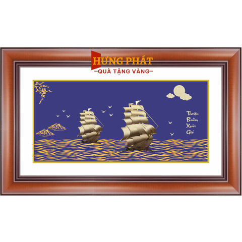 Tranh Thuyền Thuận Buồm Xuôi Gió Dát Vàng 24K 65x40cm