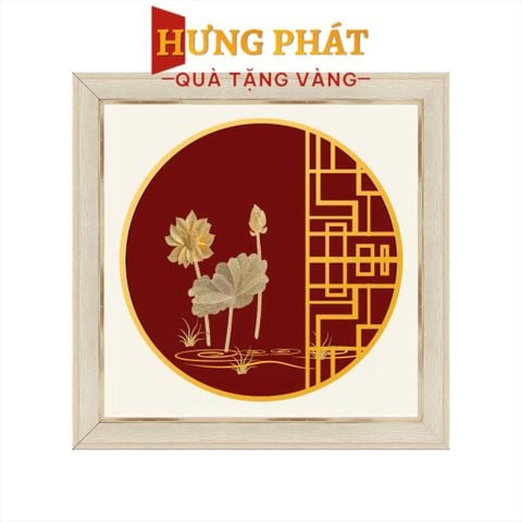Tranh Hoa Sen Dát Vàng 24K 26x26cm