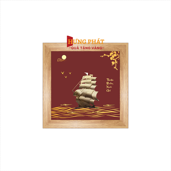 Tranh Thuyền Thuận Buồm Xuôi Gió Dát Vàng 24K 15x15cm