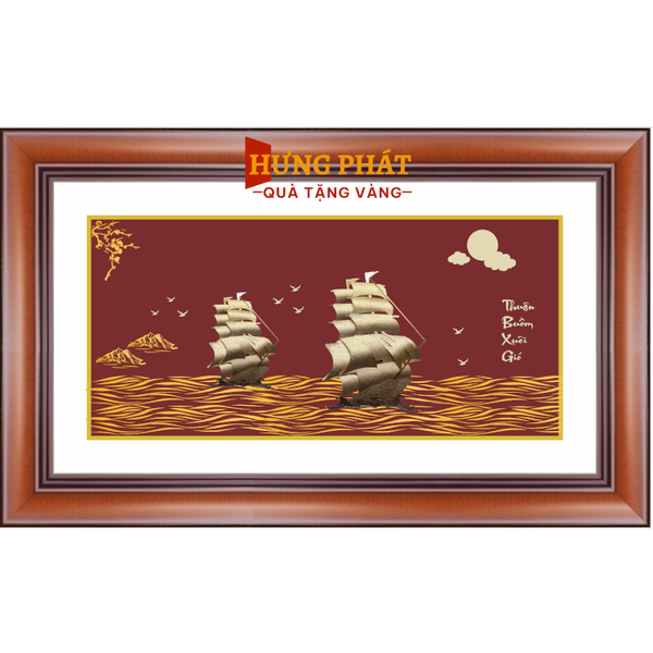 Tranh Thuyền Thuận Buồm Xuôi Gió Dát Vàng 24K 65x40cm