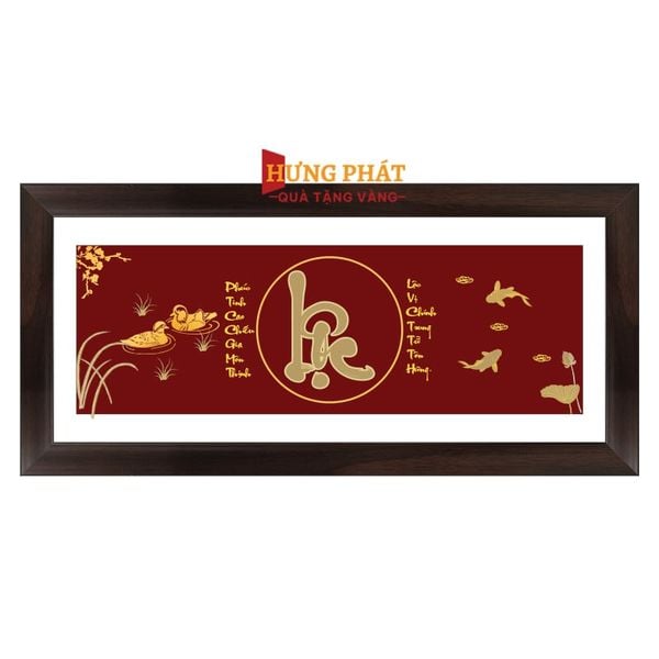 Tranh Lộc Vị Chính Trung Dát Vàng 24K 26x55cm