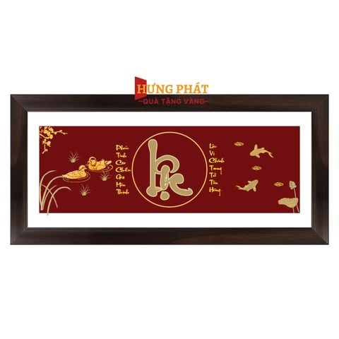Tranh Lộc Vị Chính Trung Dát Vàng 24K 26x55cm