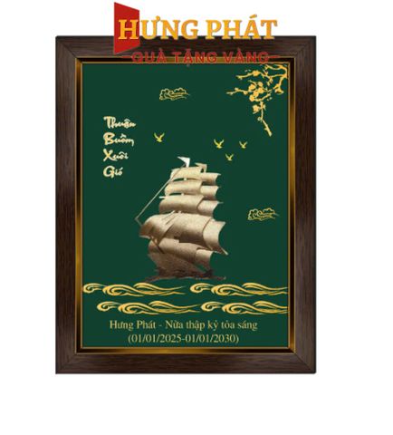 Tranh Thuyền Dát Vàng 24K 20x26cm (Mẫu 17)