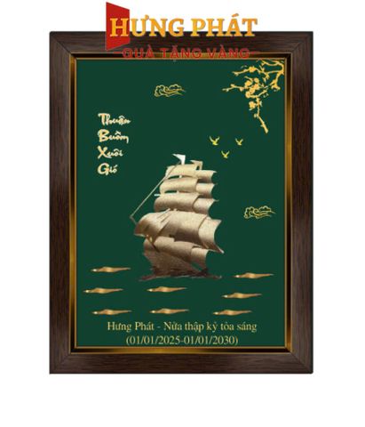 Tranh Thuyền Dát Vàng 24K 20x26cm (Mẫu 18)