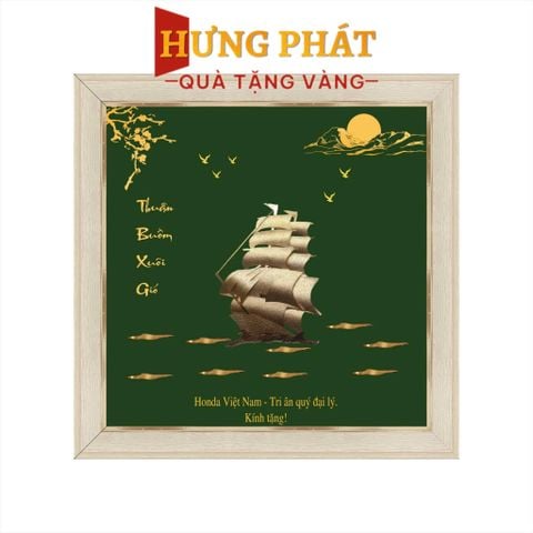 Tranh Thuyền Thuận Buồm Xuôi Gió Dát Vàng 24K 26x26cm