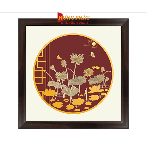 Tranh Hoa Sen Dát Vàng 24K 45x45cm
