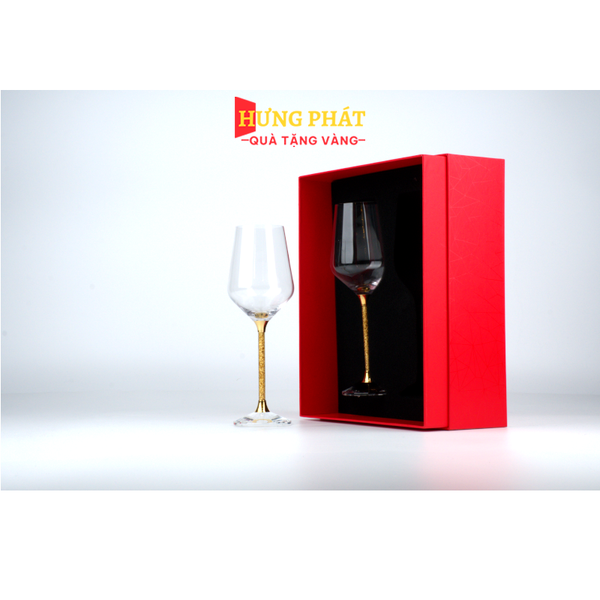 Ly rượu vang pha lê đúc vàng 24k (A001)