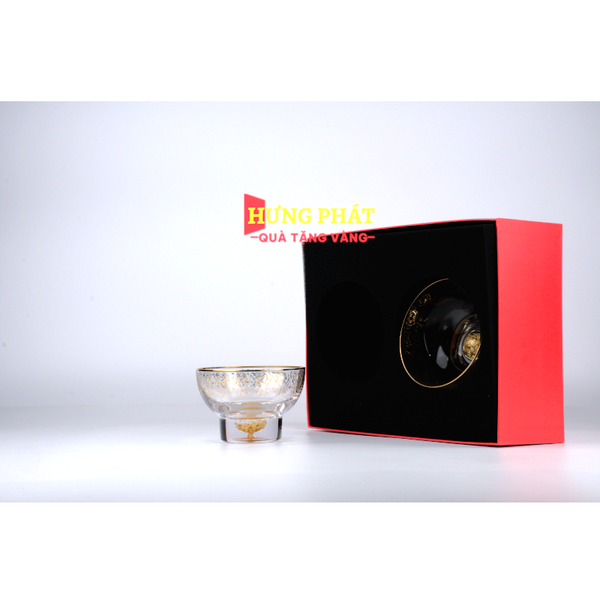 Bát đựng hoa quả pha lê khảm vàng 450ml (BL01)