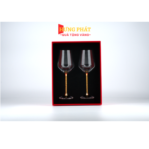 Ly rượu vang pha lê đúc vàng 24k (A001)