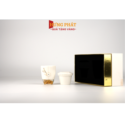 Cốc uống trà cá nhân dát vàng 24K