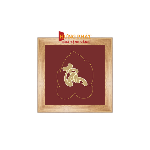 Tranh Chữ Tâm Dát Vàng 24K 15x15cm