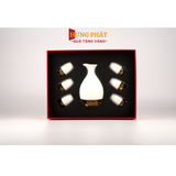 Bộ bình ly uống rượu pha lê sứ đúc vàng (men rạng)