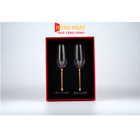 Ly champagne pha lê đúc vàng (K120)