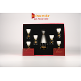 Bộ bình ly uống rượu pha lê sứ đúc vàng SL-076