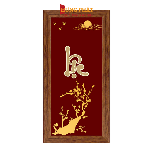 Tranh Chữ Lộc Dát Vàng 24K 13x26cm