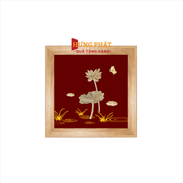 Tranh Hoa Sen Dát Vàng 24K 15x15cm