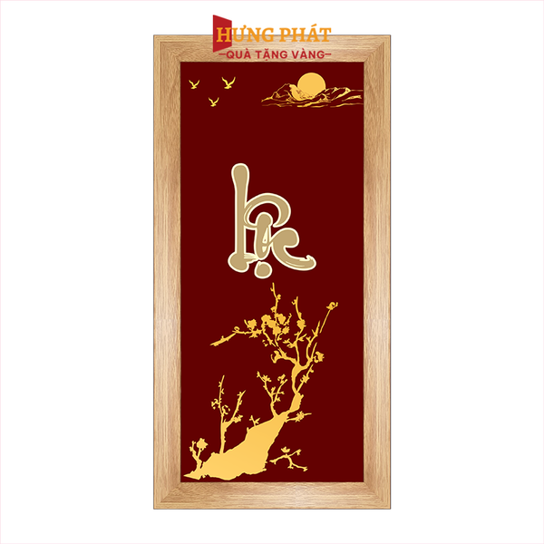 Tranh Chữ Lộc Dát Vàng 24K 13x26cm