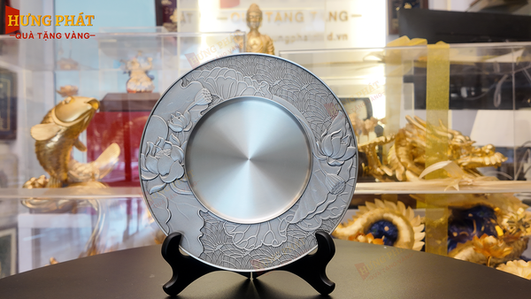Đĩa Biểu trưng Pewter Hoa Sen