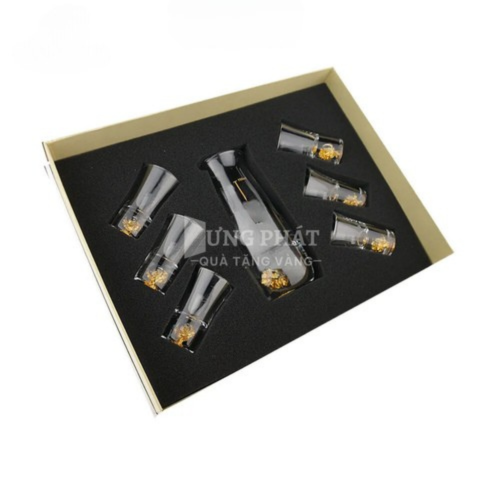 Bộ bình ly uống rượu pha lê đúc vàng 24k (CD01)