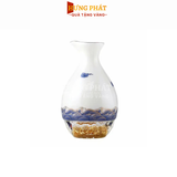 Bộ bình ly uống rượu pha lê sứ đúc vàng GP03 (hoa văn mây)
