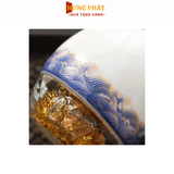 Bộ bình ly uống rượu pha lê sứ đúc vàng GP03 (hoa văn mây)