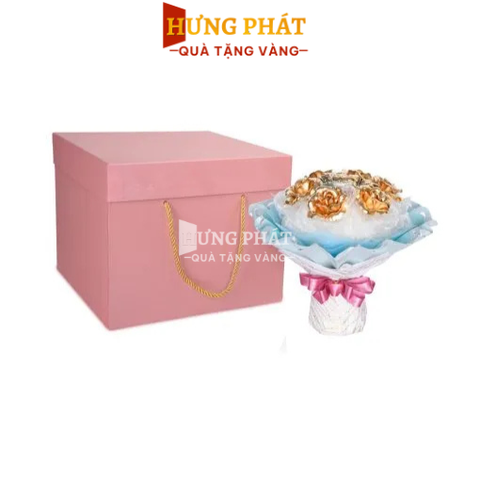 Bó hoa hồng 6 bông dát vàng