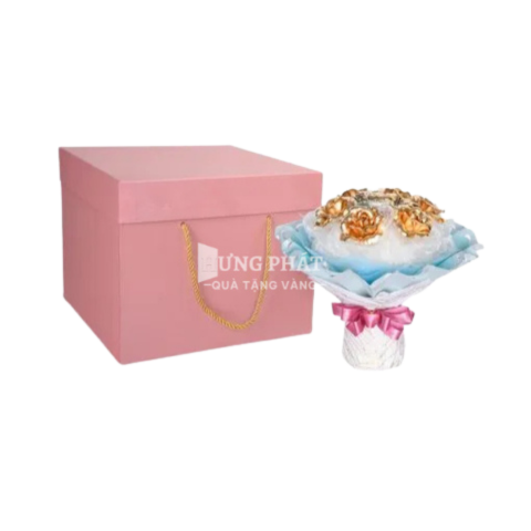 Bó hoa hồng 6 bông dát vàng
