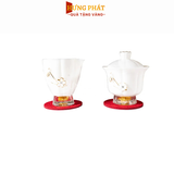 Bộ trà cao cấp pha lê Swarovski – sứ đúc vàng (khum)