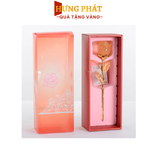 Cành hoa hồng pha lê dát vàng 25cm (màu vàng)
