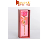 Cành hoa hồng pha lê dát vàng 25cm (màu đỏ)
