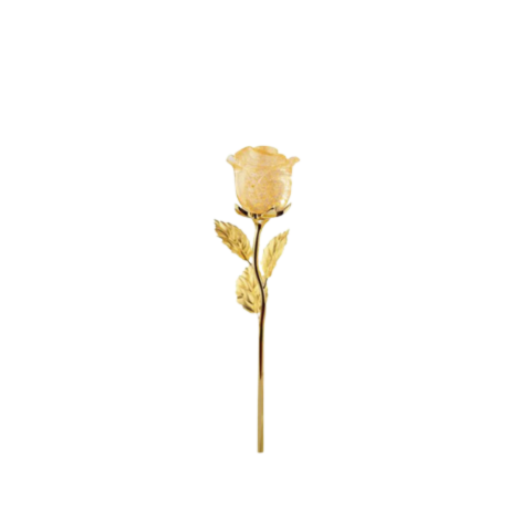 Cành hoa hồng pha lê dát vàng 25cm (màu vàng)