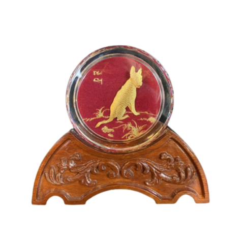 Chặn Giấy Tuổi Tuất Dát Vàng 24K