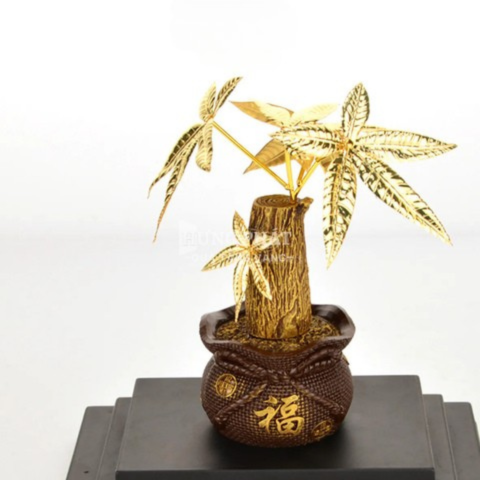 Chậu cây kim ngân dát vàng (17×13.5x22cm)