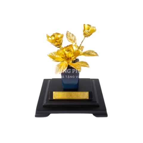 Chậu hoa mộc lan dát vàng (17x14x22cm)