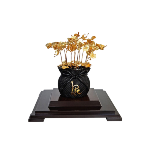 Chậu Lan 10 Cành Dát Vàng 24K