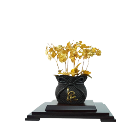 Chậu Lan 11 Cành Dát Vàng 24K