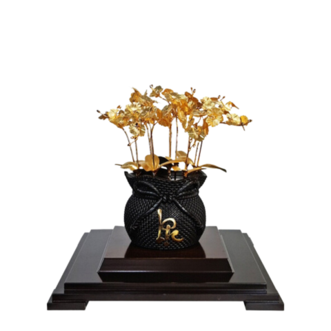Chậu Lan 12 Cành Dát Vàng 24K