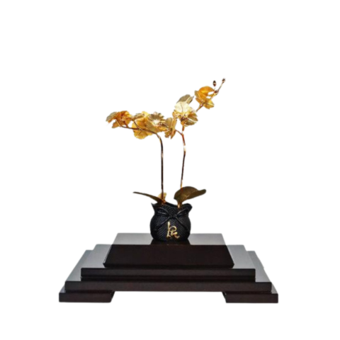 Chậu Lan 2 Cành Dát Vàng 24K