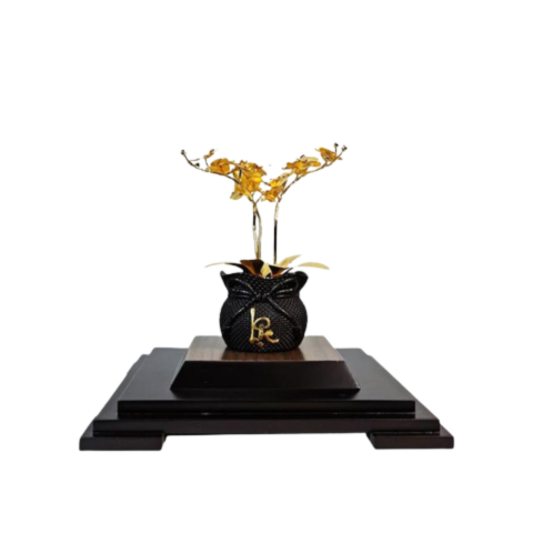 Chậu Lan 3 Cành Dát Vàng 24K