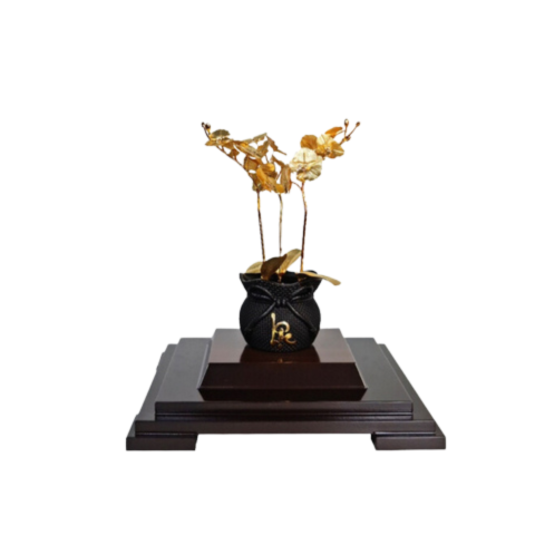 Chậu Lan 3 Cành Dát Vàng 24K