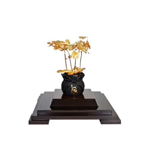 Chậu Lan 4 Cành Dát Vàng 24K