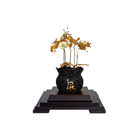 Chậu Lan 5 Cành Dát Vàng 24K