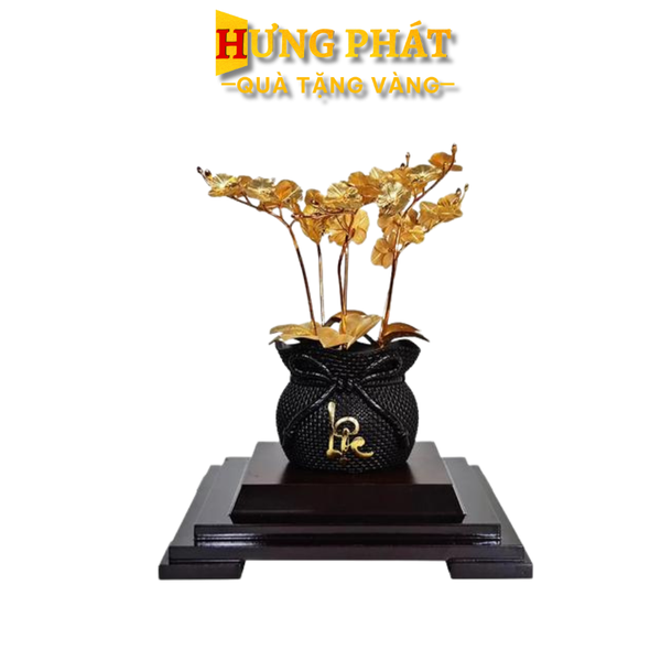 Chậu Lan 6 Cành Dát Vàng 24K