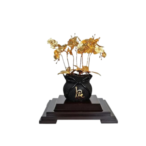 Chậu Lan 8 Cành Dát Vàng 24K
