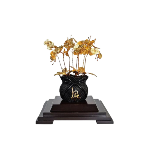 Chậu Lan 9 Cành Dát Vàng 24K