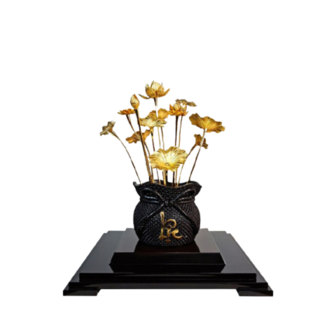 Chậu Sen 12 Cành Dát Vàng 24K