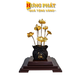 Chậu Sen 7 Cành Dát Vàng 24K
