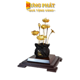 Chậu Sen 7 Cành Dát Vàng 24K