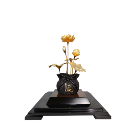 Chậu Sen 6 Cành Dát Vàng 24k